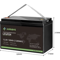 Improve Lithium BT 12V LiFePO4 batteri 100Ah med 100A BMS, Bluetooth