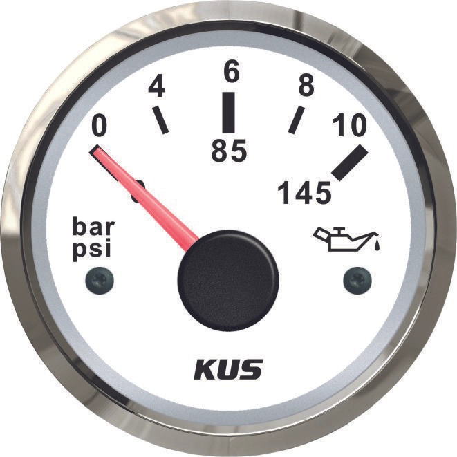 KUS Instruments NMEA2000 oljetrykksmåler Ø52mm (hvit/rustfri)