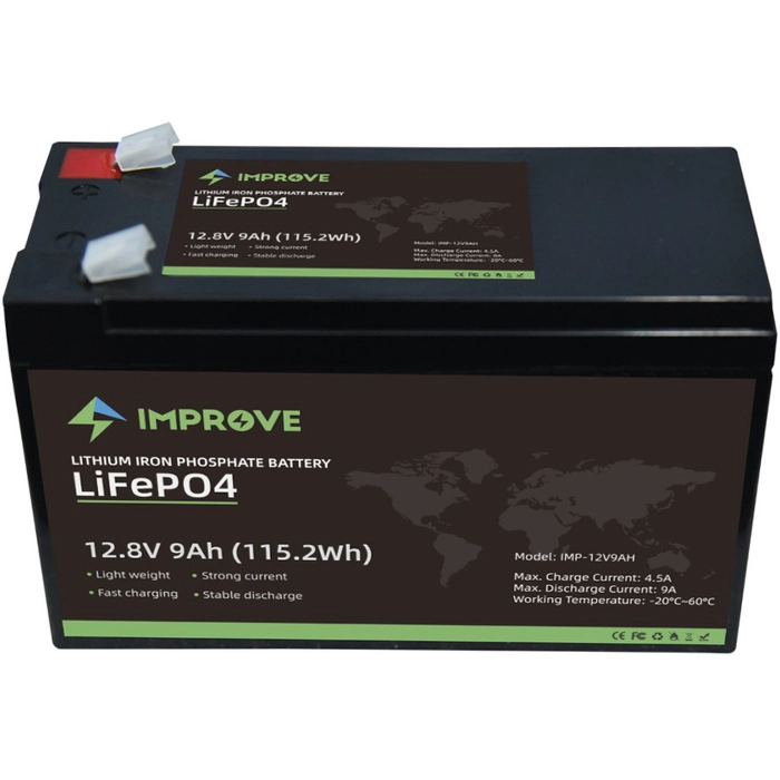 Improve Lithium 12V LiFePO4 batteri 12Ah med 12A BMS
