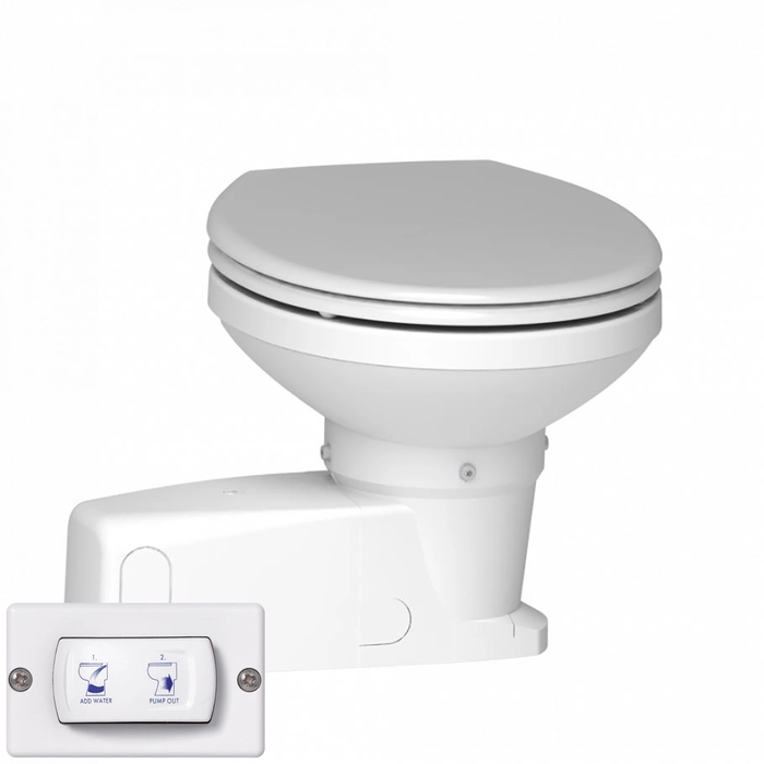 Sanimarin Maxlite+, 24V elektrisk toalett, manuelt kontrollpanel, inkludert sjøvannspumpe for spyling