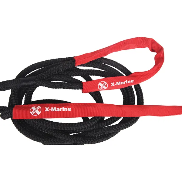 Fortøyningstau med slitehylser 12mm, 6m flettet sort