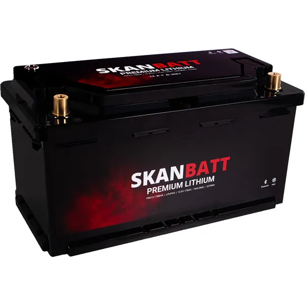 Skanbatt Premium Lithium 12V 180Ah 160A BMS Bluetooth Heat Bobil