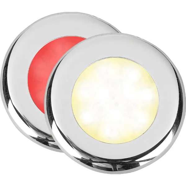 Båtsystem Nova II LED downlight krom med bryter rød/hvit