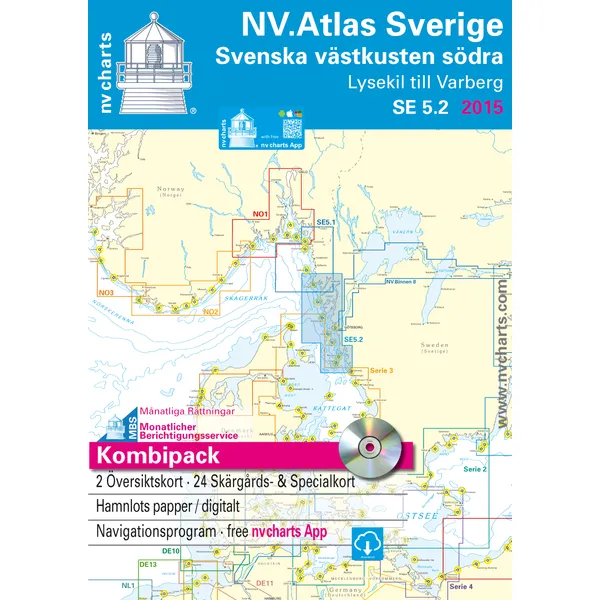 NV Charts båtsportkart over Sverige - Serie 5.2: Lysekil-Varberg