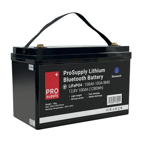 ProSupply Lithium Bluetooth LiFePO4 12V batteri 100Ah 100A BMS