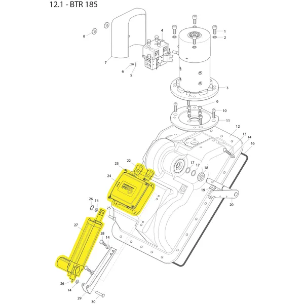 Sylinder og aktuator for Quick BTR185 nedsenkbar thruster