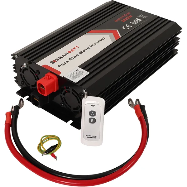 Skanbatt SBP2000-12 2000W ren sinus-inverter med trådløs fjernkontroll