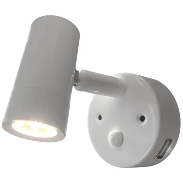 Nautilight Lampett med USB 2A 1W 8-30V Hvit