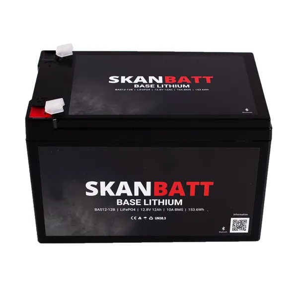 Skanbatt Base Lithium batteri 12V 12Ah 10A BMS Bluetooth