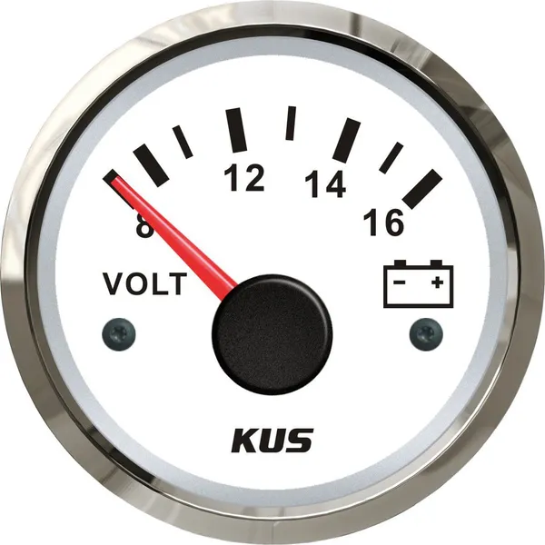 KUS Instruments NMEA2000 8-16V voltmeter Ø52mm (hvit/rustfri)