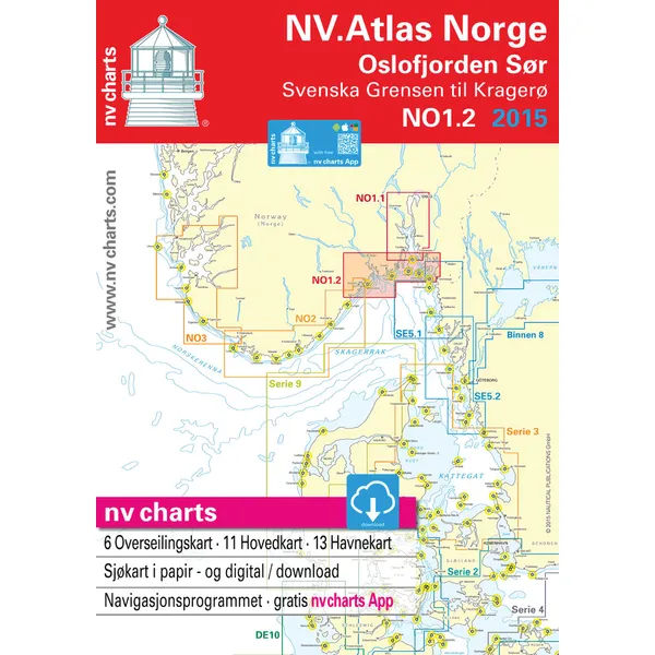 NV Charts båtsportkart - Ytre Oslofjord - svenskegrensen til Kragerø (Sone 1.2)