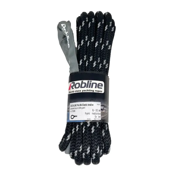Robline Palma Elastic fortøyningstau 16 mm 10 m svart/sølv