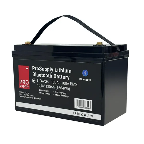 ProSupply Lithium Bluetooth LiFePO4 12V batteri 130Ah 100A BMS