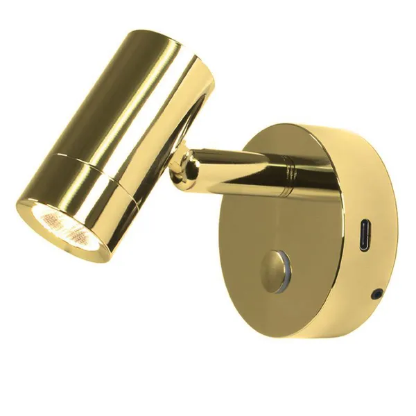  Nautilight Aries LED leselampe i messing-USB-C