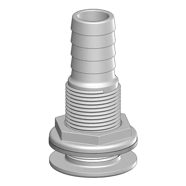TruDesign Skroggjennomføring 1" - 25mm BSP stuss - Hvit