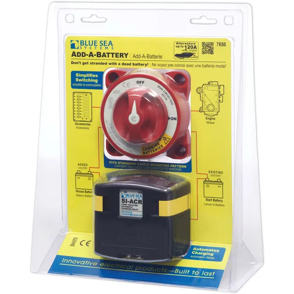 Blue Sea pakke med hovedbryter 300A og laderele 120A