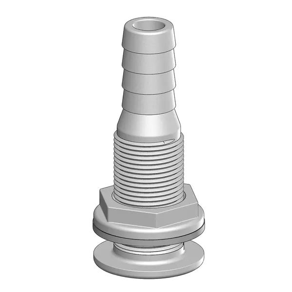 TruDesign Skroggjennomføring 3/4" - 19mm BSP stuss - Hvit