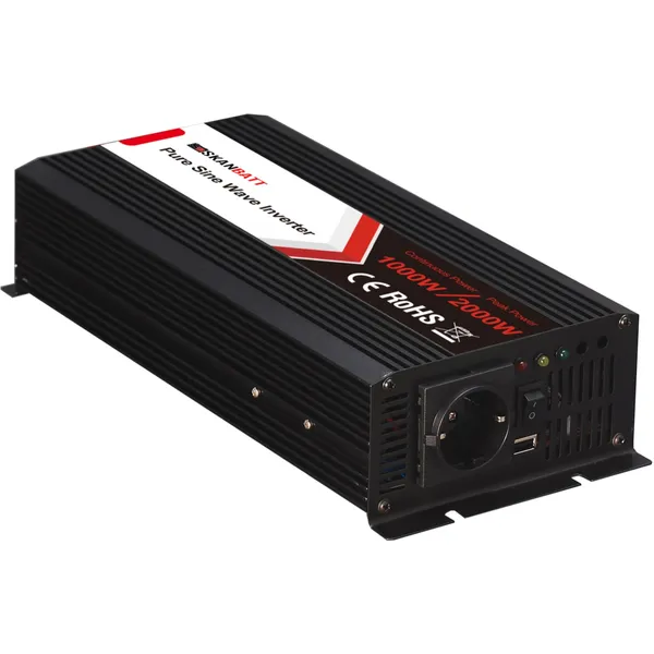 Skanbatt SBP1000-24 1000W ren sinus-inverter med trådløs fjernkontroll