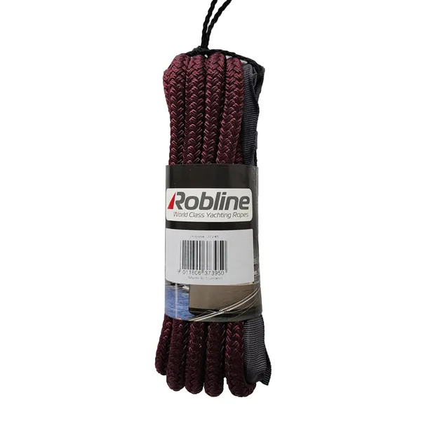 Robline flettet fortøyningstau med øye og slitehylse 12 mm 4 m vinrød