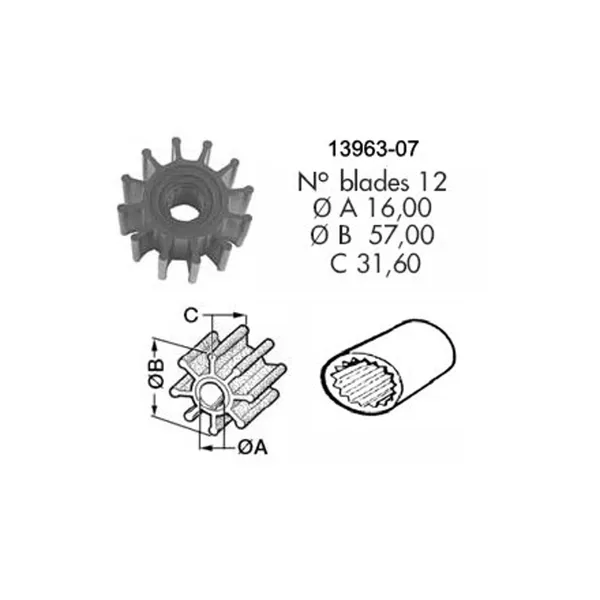 Impeller 107 VP/Bukh/Perkins/Yanmar/Johnson 1027B