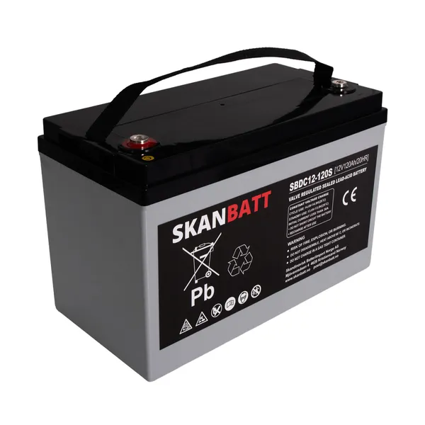 Skanbatt AGM Deep Cycle batteri 12V 120Ah (+ venstre)