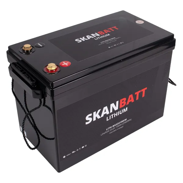 Skanbatt Litium LiFePo4 24V batteri 100Ah m/100A BMS