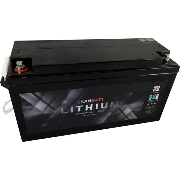 Skanbatt Bluetooth Litium 24V LiFePo4 batteri 100Ah med 100A BMS
