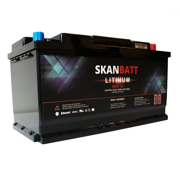 Skanbatt V2 Lithium Heat 12V 165Ah LiFePO4-batteri, 150A BMS - Bobil