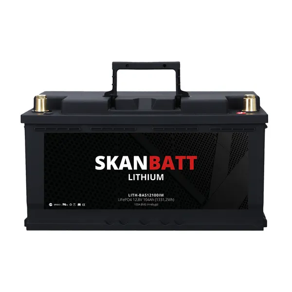 Skanbatt Lithium12V 104Ah LiFePo4-batteri, 100A BMS