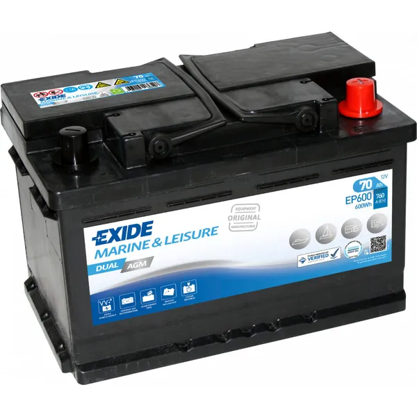 Exide Dual AGM EP600 12V 72 Ah AGM-batteri