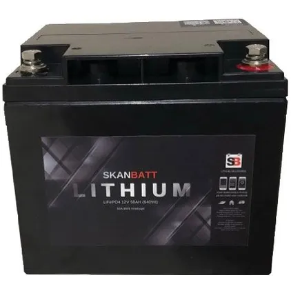 Skanbatt Litium LiFePo4 12V batteri 50Ah med Bluetooth og 50A BMS
