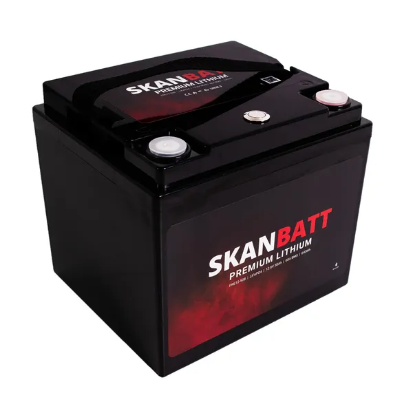 Skanbatt Premium Lithium batteri 12V 50Ah 60A BMS Bluetooth