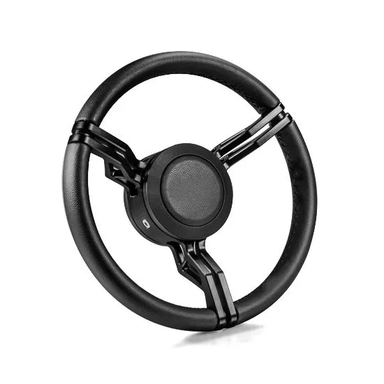 Isotta Fanete ratt, skinn, svart alu, Ø35cm