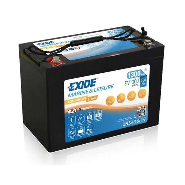 Exide EV1300S Equipment Li-ion 12V 100Ah Lithium LifePO4-batteri-100A BMS-HEAT