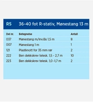 Norena R5 rekkestativ for båter fra 36-40 fot, mønelengde 13 meter
