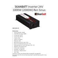 Skanbatt SBP1000-24 1000W ren sinus-inverter med trådløs fjernkontroll
