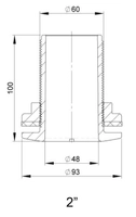 Trudesign 2" (50 mm) utenpåliggende skroggjennomføring i kompositt