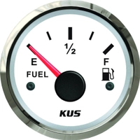 KUS Instruments analog drivstoffmåler Ø52mm (hvit/rustfri)