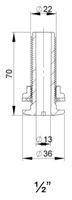 Trudesign 1/2" (13 mm) utenpåliggende skroggjennomføring i kompositt