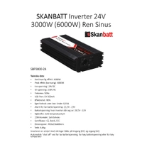 Skanbatt SBP3000-24 3000W ren sinus-inverter med trådløs fjernkontroll