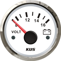 KUS Instruments analogt voltmeter Ø52mm (hvit/rustfri)
