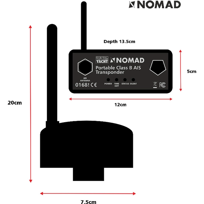 Digital Yacht Nomad2 klasse B AIS-sender/mottaker med WiFi, USB kombiantenne