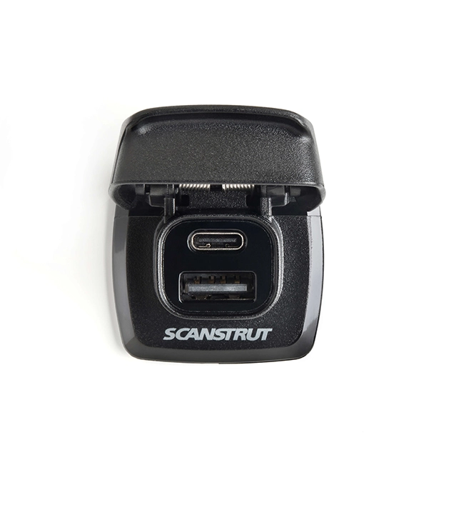 Scanstrut SC-USB-F1 Flip Pro, USB-A og USB-C kontakt. 12/24V