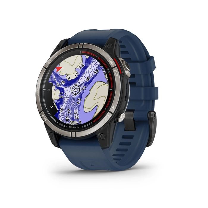 Garmin quatix 7 Sapphire Edition, 47 mm maritim smartklokke med AMOLED-skjerm, multibånd GPS, og silikonrem