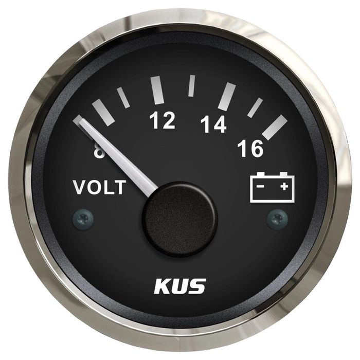 KUS Instruments NMEA2000 8-16V voltmeter Ø52mm (sort/rustfri)