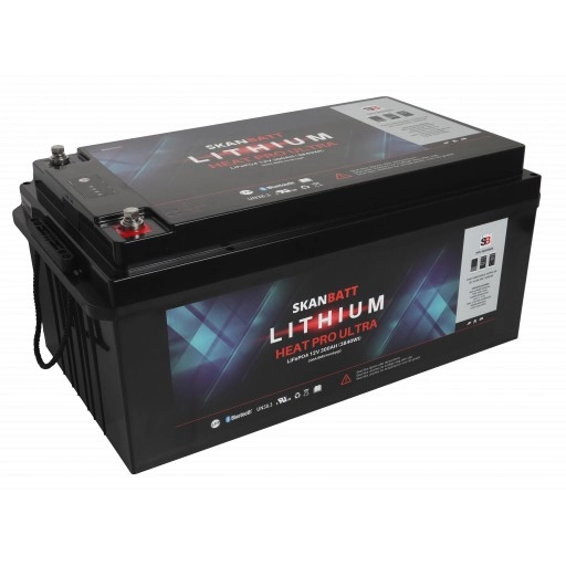 Skanbatt Lithium Heat Pro Ultra 12V LiFePo4 batteri 300Ah med 200A BMS