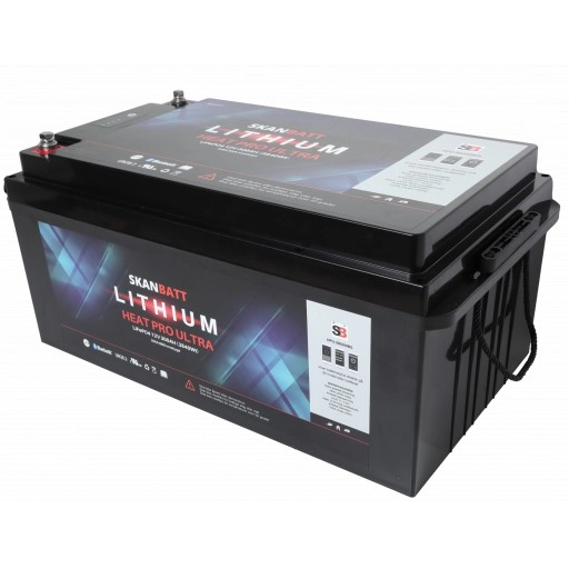 Skanbatt Lithium Heat Pro Ultra 12V LiFePo4 batteri 300Ah med 200A BMS