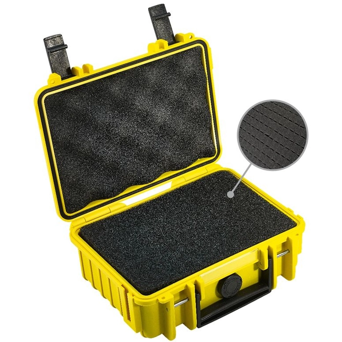 B&W Outdoor Cases Type 500 SI gul oppbevaringskasse med skuminnlegg (2,3 liter)