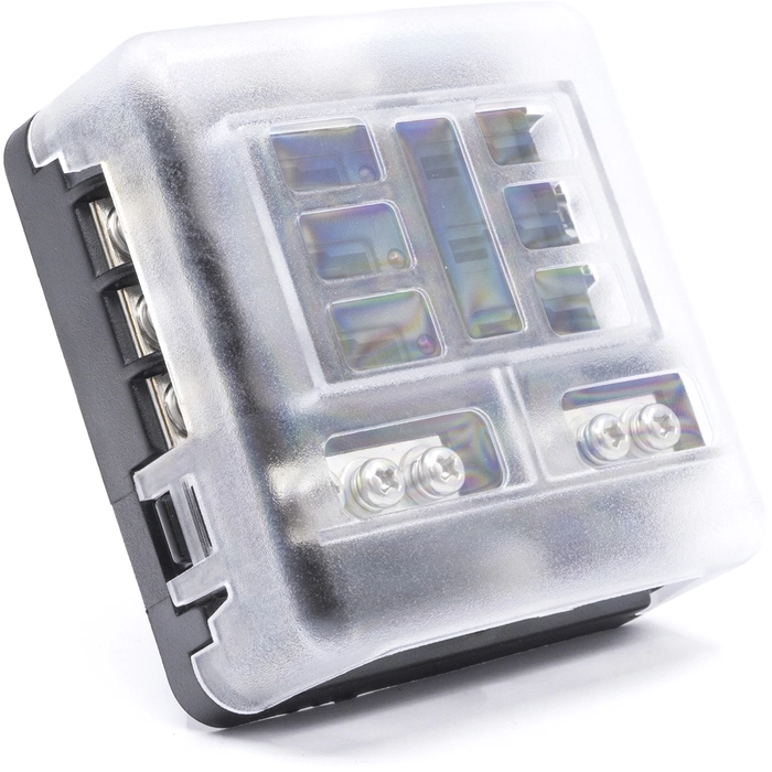 Sikringsholder for 6 sikringer med LED indikatorlys