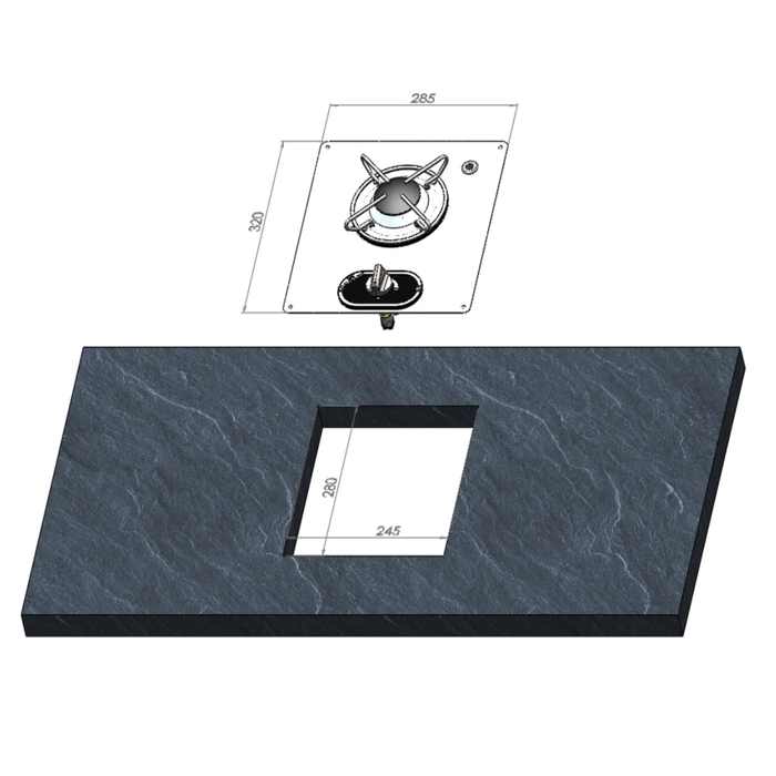 Osculati koketopp med 1 bluss 320x285mm